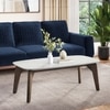 Lunar Rectangular Solid Wood and Carrara White Marble Coffee Table In Danish Walnut Finish