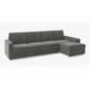 Apollo Sectional Fabric Sofa (Colour : Ash Grey Velvet , Seating Capacity : Right Aligned 3 Seater + Chaise+ Ottoman  Cushion Type : Soft )