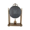 Vintage Mantel Clock Gold Metal Finish Roman Numerals Exposed Gears and Pendulum