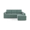 Apollo Compact Sofa (Colour : Dusty Turquoise Velvet, Cushion : Soft, Back Type : Regular, Seating Capacity : Right Aligned 2 Seater + Right Aligned Chaise + Ottoman)