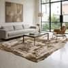 Abstract Ivory Silver Wool Silk Shaped Rug Hand Tufted Area Rug for Living Room Bedroom 8x10