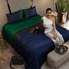 Stoa Paris 300TC UltrSatin Super King Bedsheet with 2 Pillow Covers Satin Super Navy Green