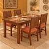 Globally Indian Shilpa Solid Sheesham Wood 4 Seater Dining Table Set 4 Chairs Terracotta Orange