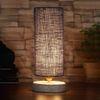 Walter Blue Jute table lamp with White Brushed wood base