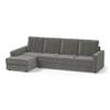 Apollo Sofa (Colour : Ash Grey Velvet, Cushion : Hard, Back Type : High Back, Seating Capacity : Left Aligned 3 Seater + Left Aligned Chaise)