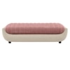 Marko Velvet 2 Seater 5 Feet Ottoman Bench in Peach & Cream Color
