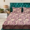 Peach Floral 180 TC Flat 1 Queen  Bedsheet with 2 Pillow Covers