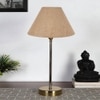 Beige Jute with Metal Gold Table Lamp