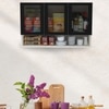 Aluminium Black Profile 3 Fluted Glass Handless Shutter With Space Organizer In Highland Pine Finish