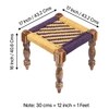 Riaza Sheesham Wood Vintage Set of 2 Stools in Yellow & Purple Rope Canning