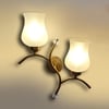 Devansh Metal Electric Wall Light in Gold Colour with White Shade Count of 2 Lights