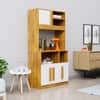 Hexa Red Crockery Unit Multipurpose Wooden Cabinet in Giant Wood And Frosty White Colour