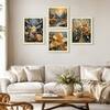 The Castle Decor Golden Deer Sunrise Wall Art Set of 4