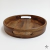 AJ Exports Premium Solid Acacia Wood Round Tray with Raised Security Edges Handcrafted