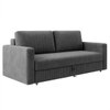 Alfon 3 Seater Velvet Pull Out Sofa Cum Bed with Storage In Dark Grey