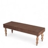 Cairo Sheesham Wood Accent 3 Seater Bench In Taupe Brown Velvet