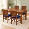 Globally Indian Vikirana Solid Sheesham Wood 4 Seater Dining Table Set 4 Chairs Navy Blue