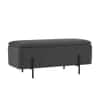Doe Buck Luxury Boucle Storage Bench in Grey Colour with Black Metal Legs
