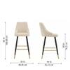 Doe Buck Upholstered Counter Height Bar Stool in Beige Colour with Gold Accents