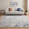 Blue Ivory Abstract Wool Silk Hand Tufted Area Rug for Living Room Bedroom 5x7