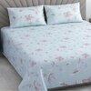Qari Green Shade Floral 400 TC Cotton Flat Double Queen Size Bedsheet with 2 Pillow Covers – Threads