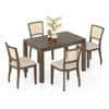 Atlas Solid Wood 4 Seater Dining Table In Danish Walnut Finish With Reed Dining Chairs