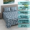 Ivy Green Shade Floral 400 TC Cotton Flat Double Queen Size Bedsheet with 2 Pillow Covers – Threads
