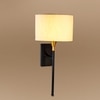 Devansh Metal Electric Wall Light in Black Colour with Off-white Shade Count of 1 Light