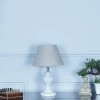 Limina White Wood Table Lamp with Off White Cotton Shade