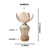 Devansh Rose Bamboo  Shade  Lamp With  Wood & Mosaic Glass Base For Decoration /Office/Home/Gifting/Study For Office/Home/Gifting -(12X12X17.75) Inches -