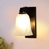 Devansh Solid Wood Electric Wall Light in Brown Colour with White Shade Count of 1 Light