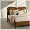 Elaris Curve Comfort Queen Size Bed in velvet With Engineer Wood Frame & Hydraulic Storage