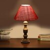 Devansh Pink Jute Table Lamp With  Wood Natural Base (10X18 Inches)-35