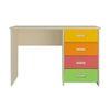 Cherokee Multicolor Kids Student Desk with 4 Handle Less Drawers in Light Woodgrain Mango Yellow Colour