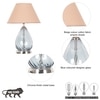 DECADE Blue Luster Glass and Metal Table Lamp With Beige Cotton Shade