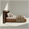 Elowen Softline King Size Bed in velvet With Oak wood Frame & Hydraulic Storage
