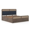 Hanoi Solid Wood Cane King Size Hydraulic Storage Bed In Danish Walnut Finish Fabric Davis Plus