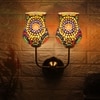 Devansh Metal Electric Wall Light in Gold Colour with Multicolor Shade Count of 2 Lights
