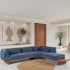 Anish Solid Wood Modular L Shape Sofa in Brown Colour