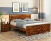 Moglis Solid Wood Queen Size Bed Without Storage Bed In Honey Oak Finish