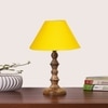 Devansh Yellow Cotton Table Lamp With  Wood Natural Base (10X10X16) Inches)-31