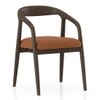 Brava Solid Wood 6 Seater Dining Table with 6 Zen Solid Wood Dining Armchair in (Finish: Danish Walnut, Colour: Rust Boucle)
