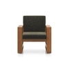 Moreno 1 Seater Solid Wood Sofa in Amber Walnut Finish and Juniper Green Fabric
