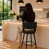 Doe Buck Presley Braided Faux Leather Bar Stool in Black Colour