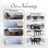 Slub Jacquard Wooden Ottoman in Blue Color Set of 2