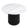 Velin Round Solid Mango Wood Pedestal Dining Table Black White