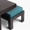 Blane Sheesham Wood Coffee Table With 4 Stools Set In Mahogany Finish & Turquoise Sea Velvet Fabric Cushions