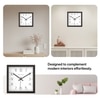 Spaces Unhooked Square Wooden Wall Clock, Black Frame, White Dial with Classic Numerals and Dot Track