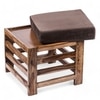 Houston Sheesham Wood Stool with Grey Velvet Cushion