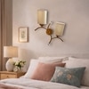 Devansh Metal Electric Wall Light in Gold Colour with off-white Shade Count of 2 Lights
